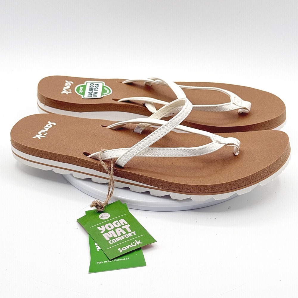 Sanuk Yoga Strappy Sandals 'White' / Size 11 Womens / Memory Foam 1174038
